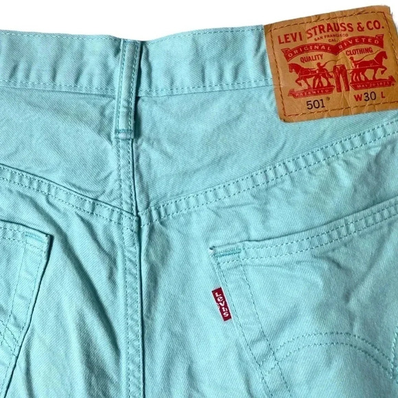 LEVI’S | 501 Original Denim Mint Mid-Rise Jeans Shorts Button Fly Size 30 - Picture 3 of 6